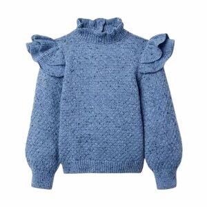 Janie & Jack Country Blue Ruffle Shoulder Textured Sweater Girls 3